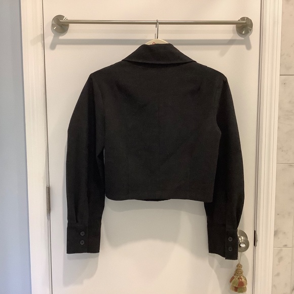 Zara dark gray flannel like cropped jacket Medium - Picture 2 of 13